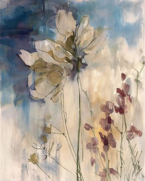 Moderne botanische Malerei: Blumen am Straßenrand von Studio Pieternel