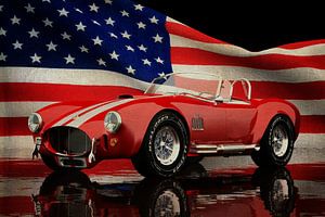 Ford AC Cobra 427 Shelby mit amerikanischer Flagge von Jan Keteleer