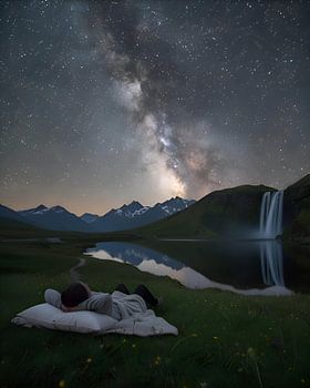 Sternenhimmel mit schöner Landschaft