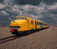 Historische trein Mat'64 NSM 876 in surrealistisch landschap