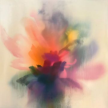 Modern abstracte bloem in pastelkleuren en neon accenten van Lauri Creates