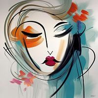 minimalist painting of a woman