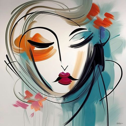 minimalistisch schilderij van een vrouw