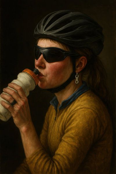 Meisje met zonnebril en parel drinkend uit een van Poster Art Shop