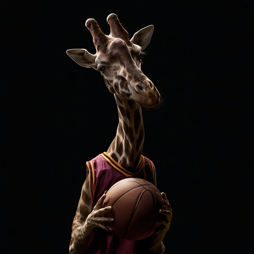Une girafe en joueur de basket