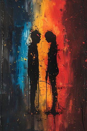 Abstract  van Twee Figuren in Kleur