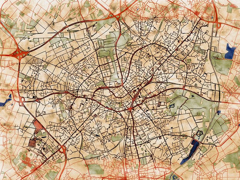 Kaart van Mönchengladbach in de stijl 'Serene Summer' van Maporia