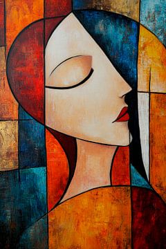 Abstract portrait in warm colours by Poster Art Shop