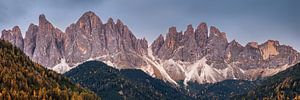 Panorama der Geislergruppe in den Dolomiten in Südtirol in Italien