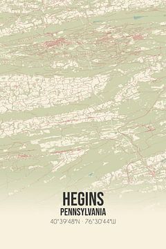 Vintage landkaart van Hegins (Pennsylvania), USA. van Rezona