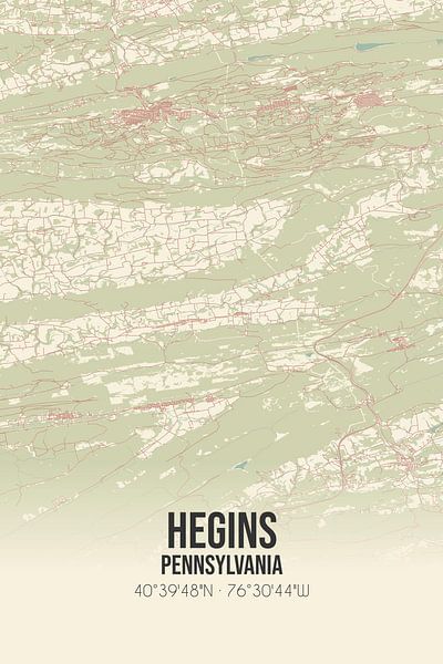Vintage map of Hegins (Pennsylvania), USA. by Prints of Place