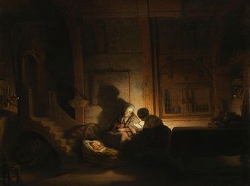De heilige familie bij avond, Rembrandt van Rijn (atelier van)