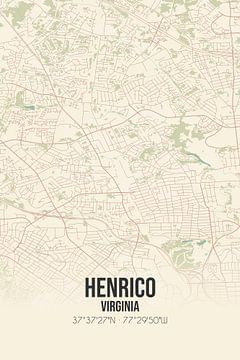 Carte ancienne de Henrico (Virginie), USA. sur Rezona