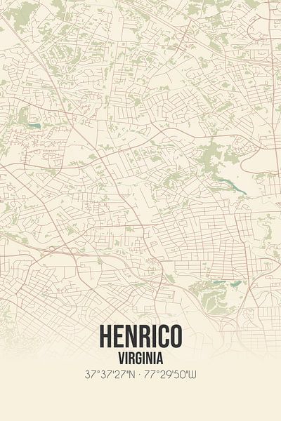 Carte ancienne de Henrico (Virginie), USA. par Affiches de lieux