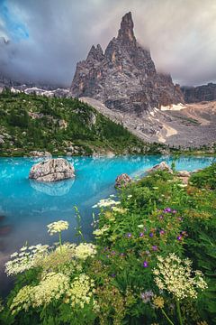 Dolomieten Lago di Sorapis in de zomer van Jean Claude Castor