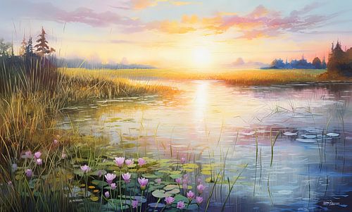 landschapje met zachte kleuren