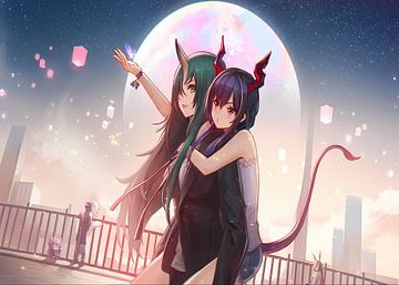 Anime-meisjes met demonenhoorns van Kaua Araujo