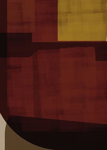 Moderne abstracte vormen in roestbruin en gedempt mosterdgeel nr. 2