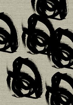 Wabi-sabi inktpatroon op linnen I. van Dina Dankers
