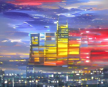 Mondriaan skyline van Niek Traas