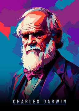 Charles Darwin Legende Pop-art van Qreative