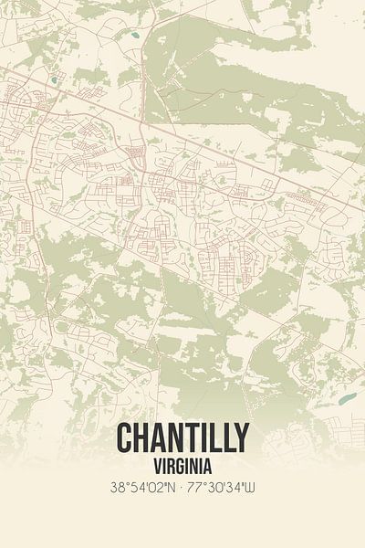 Carte ancienne de Chantilly (Virginie), USA. par Affiches de lieux