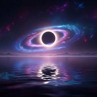 Eine ewige Finsternis, die den Horizont in kosmische Farben taucht.