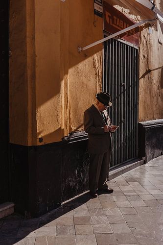 Authentieke Schilderij Fotografie van Man in Sevilla, Spanje