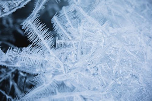 Detail of ice crystals in frozen river - Lyngen Alps, Norway