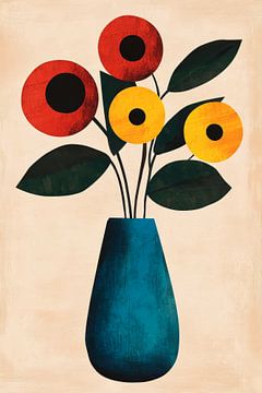 Bouquet de fleurs multicolores dans un vase sur Poster Art Shop