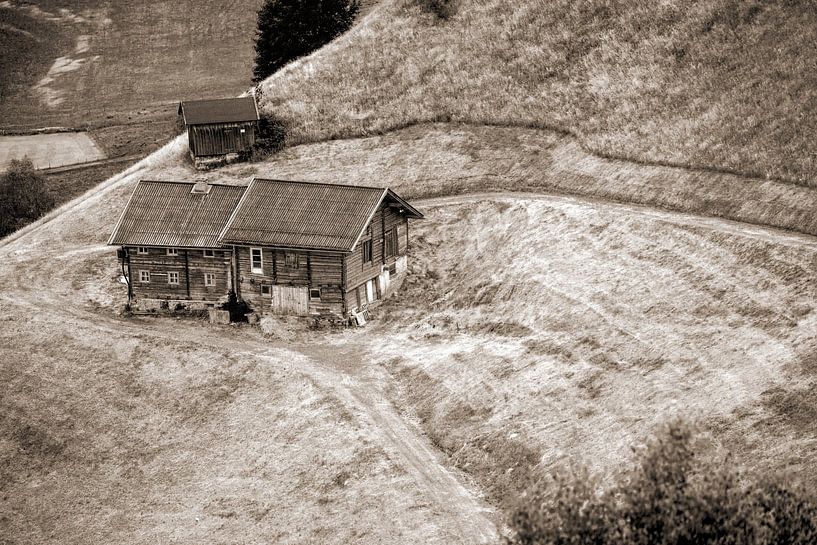 An alpine hut in Rauris in sepia by Christa Kramer