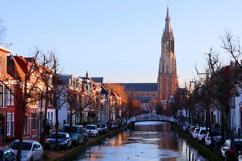 Nieuwe Kerk Delft Wasserpixel Skyline von Brücke
