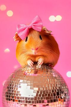 Cavia op de discobal van Poster Art Shop