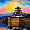 Sonnenuntergang über der Burg Matsumoto – impressionistische Reflexion von MIROKKU
