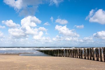 Breakwater on Domburg beach / Netherlands by Photography art by Sacha