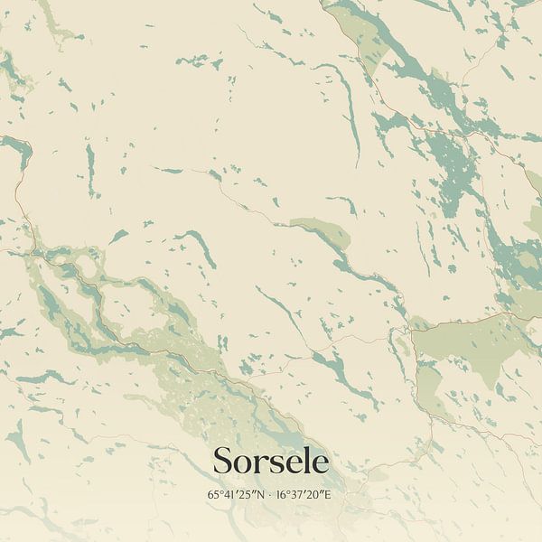 Vintage landkaart van Sorsele, Sweden. van Stad & Wand