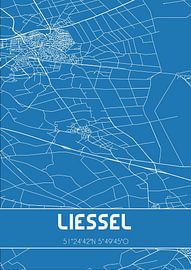 Blaupause | Karte | Liessel (Nordbrabant) von Ortsdrucke
