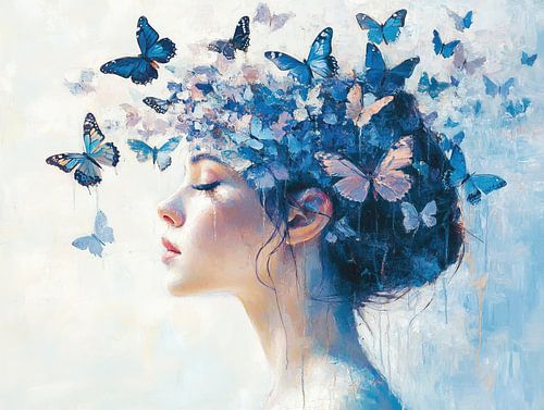Dreamy Woman With Butterflies