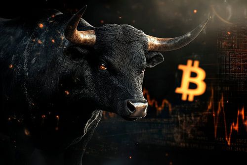 Bullenmarkt und Kryptowährung – Symbolisch