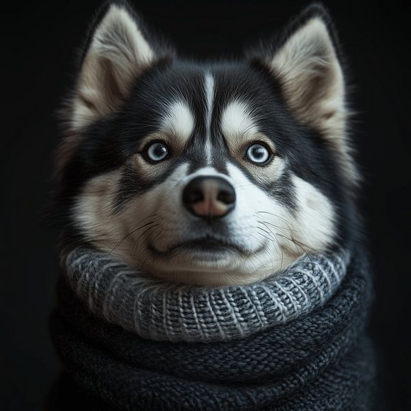 Siberian husky dressed for winter by Ton Kuijpers