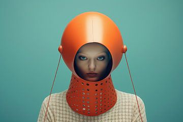 Digital erstellt sehr schöne sexy Frau mit bizarren Fetisch Maske in hallo Mode-Stil von Art Bizarre
