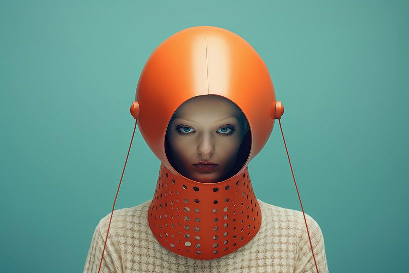 Digital erstellt sehr schöne sexy Frau mit bizarren Fetisch Maske in hallo Mode-Stil von Art Bizarre