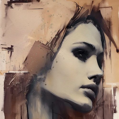 Jenna | vrouwenportret in een zacht kleurenpalet van beige, terracotta, bruin en aubergine