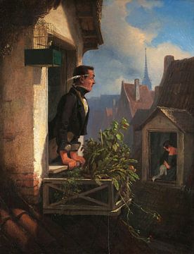 Carl Spitzweg, The Garret II/II 1855 van Atelier Liesjes