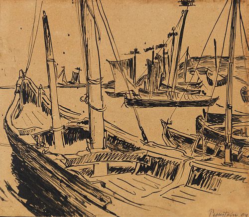 Max Pechstein, Keitelkähne (Kurenkähne im Hafen), 1909 by Atelier Liesjes