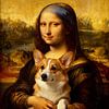 Mona Lisa avec chien Corgi sur FRESH Fine Art