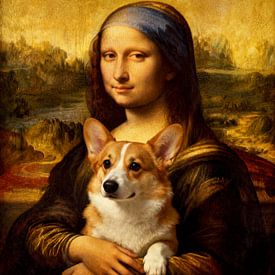 Mona Lisa mit Corgi Hund von FRESH Fine Art
