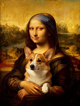 Mona Lisa avec chien Corgi sur FRESH Fine Art