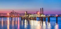 Illuminated pier at a colorful sunset, Port of Antwerp 3 by Tony Vingerhoets thumbnail