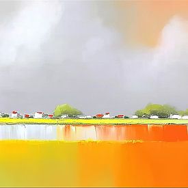 Golden Field, Orange Reflection by Art Whims